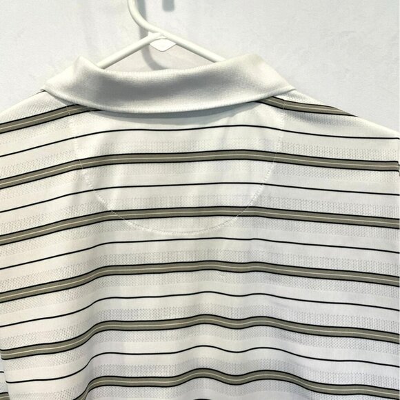George Men's 3-Button Striped Golf Polo Shirt Sz XXL in White, Tan, Black Active - Picture 8 of 14